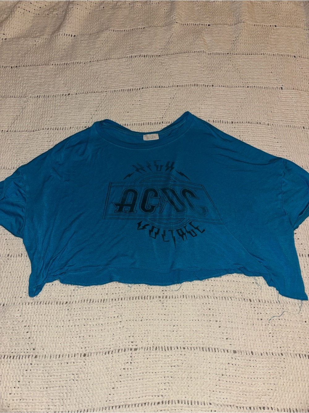 AC/DC Teal Cropped Band Tee with Logo